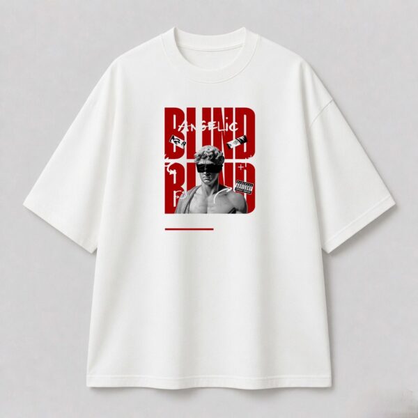 Men's Oversized White Tshirt with Red Print | WEARPAP