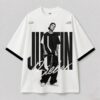 Men's Oversized White Tshirt - Justin Bieber Print