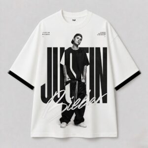 Men's Oversized White Tshirt - Justin Bieber Print
