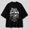 Men's Oversized Black Tshirt with Solid Black Print | WEARPAP
