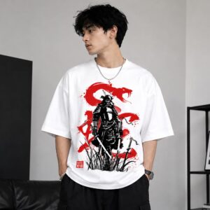 Men's Oversized White Tshirt with Black Print | WEARPAP