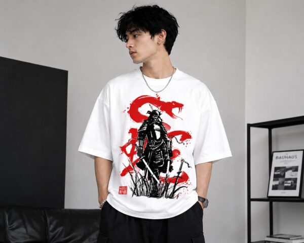 Men's Oversized White Tshirt with Black Print | WEARPAP