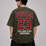 Men's Oversized Green Tshirt - PSALM Print | WEARPAP