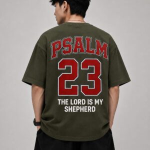 Men's Oversized Green Tshirt - PSALM Print | WEARPAP