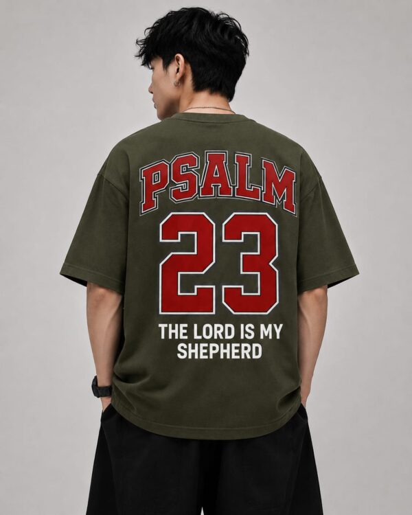 Men's Oversized Green Tshirt - PSALM Print | WEARPAP